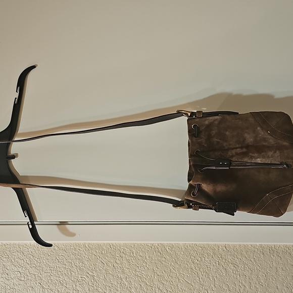 Brown Suede Bucket Bag